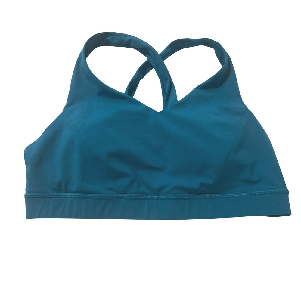Lululemon Bra 12 B C Envital Teal Blue High Support Crossback Padded Square Dot